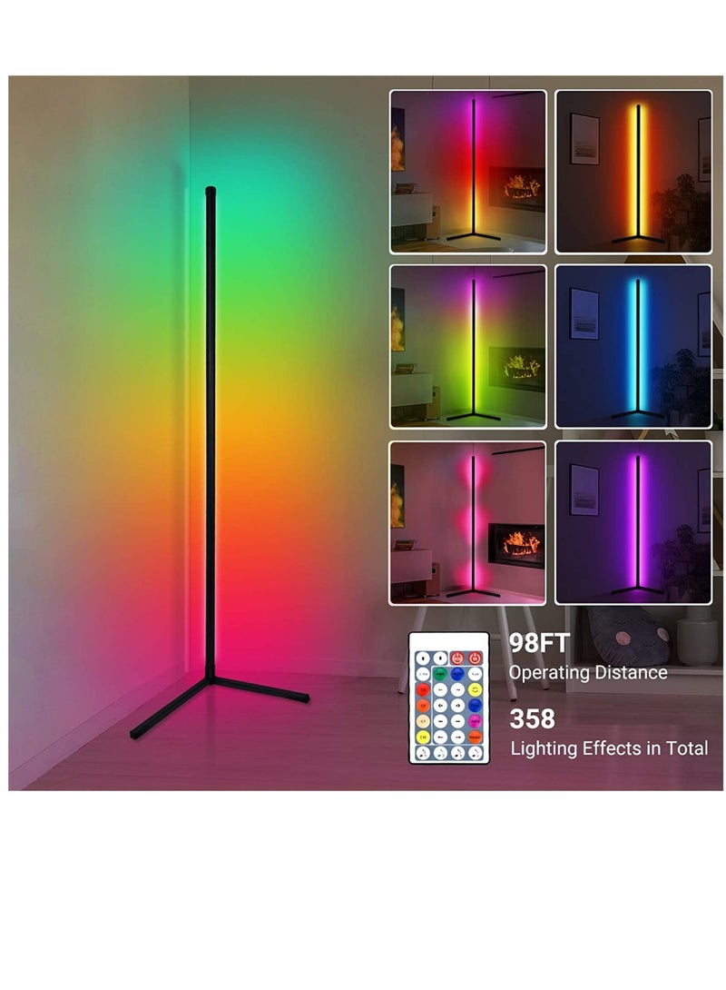 ELTRAZONE مصباح أرضي LED زاوية DIY مع جهاز تحكم عن بعد لغرفة المعيشة، مصباح أرضي عصري متغير اللون قابل للتعتيم لتزيين غرفة الأطفال، 18 وات، ارتفاع 156 سم/61.5 بوصة - Image 5