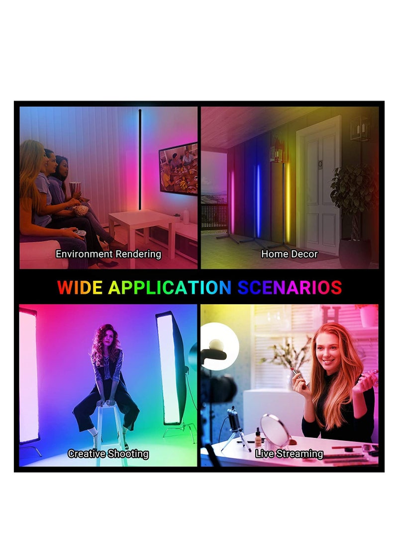 ELTRAZONE مصباح أرضي LED زاوية DIY مع جهاز تحكم عن بعد لغرفة المعيشة، مصباح أرضي عصري متغير اللون قابل للتعتيم لتزيين غرفة الأطفال، 18 وات، ارتفاع 156 سم/61.5 بوصة - Image 4