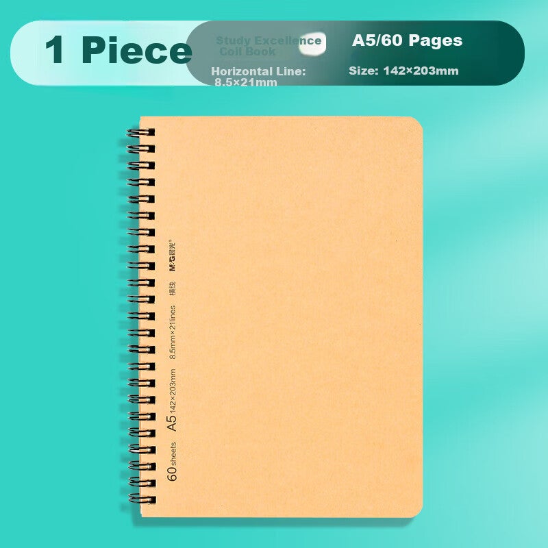 M & G القرطاسية كرافت ورقة A5 دفتر الملاحظات ، صغيرة لينة غطاء فضفاض ورقة دوامة ، كتاب سجل الطالب للواجبات المنزلية ودراسة اللغة الإنجليزية ، كتاب لوازم التعلم ، نكهة 1 XA5610 امتحان أساسي