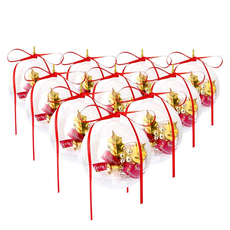 Barelove Clear Fillable Ornaments Balls, 10 PCS Transparent DIY Craft Baubles Plastic Hanging Decoration Ball for Home Decor Party Favor Birthday Gift Wedding Christmas Tree (80mm, Round) - Image 1