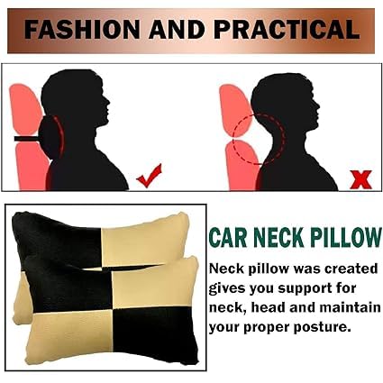 Fabbay فاباي | وسائد دعم الرقبة والرأس من الجلد الصناعي للسيارة، وسادة مريحة لرحلات السيارة، وسادة دعم الرقبة الفائقة، وسادة رأس خفيفة الوزن قابلة للتعديل، عبوة من 2، متعددة الألوان - Image 4