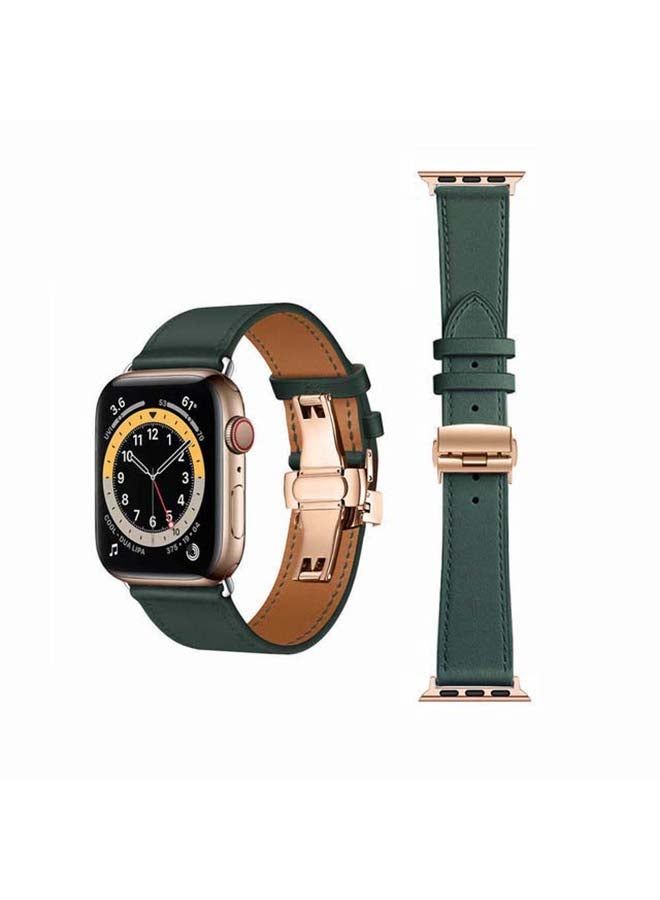 vesus Genuine Leather Replacement Band for Apple Watch Series 1/2/3/4/5/6/SE 38/40mm Green