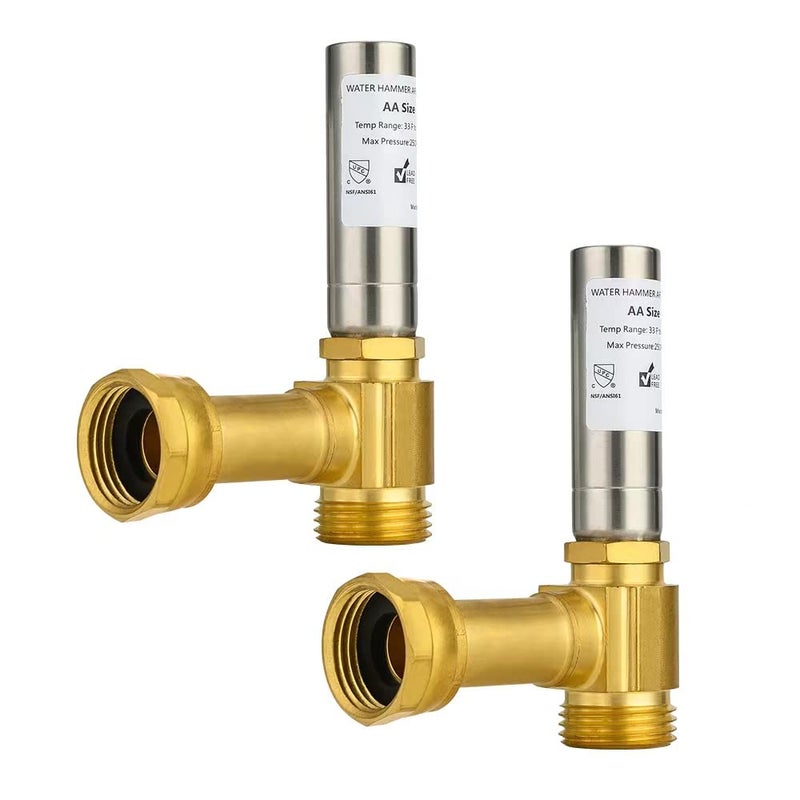 EFIELD (Pack of 2) EFIELD MH-S-241 Angle Stainless Steel Water Hammer Arrestors, 3/4 Inch Swivel FHT x 3/4 Inch MHT,(HAMMER018-2PCS) - Image 1