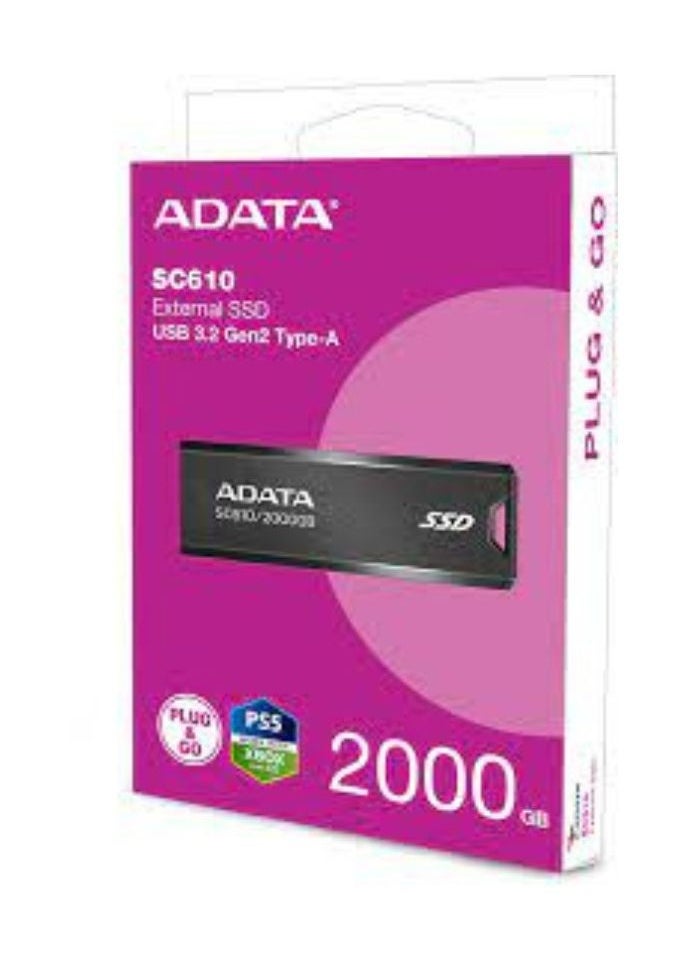 ADATA ADATA SC610 Portable External SSD | USB 3.2 Solid State Drive | 2000GB  - Image 1