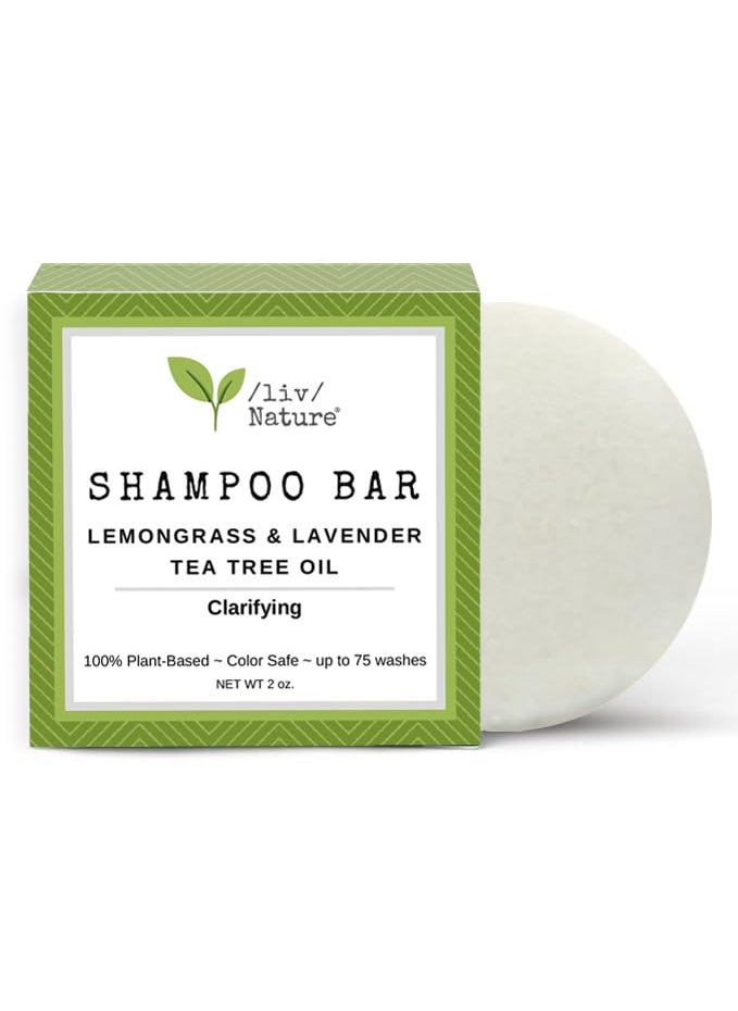 /liv/ Nature /liv/Nature Bar Shampoo | Clarifying Shampoo for Build up | Supports Healthy Hair Growth | Travel Essential | Lemongrass & Lavender With Tea Tree Oil | Made in USA 1-pk 