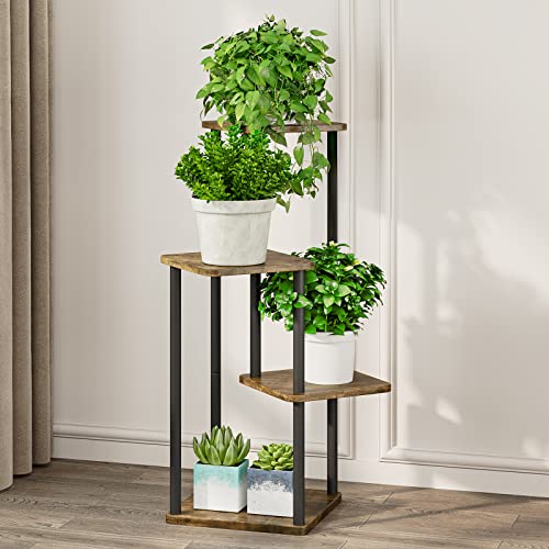 AZERPIAN Plant Stand 4 Tier Indoor Metal Flower Shelf for Multiple Plants Corner Tall Flower Holders for Patio Garden Living Room Balcony Bedroom, Black (4 Tier-Black) - Image 2