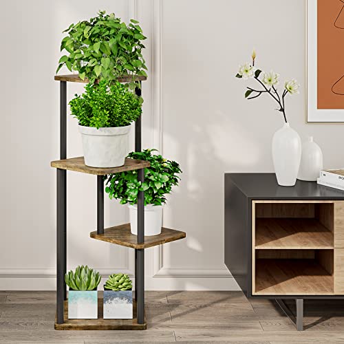 AZERPIAN Plant Stand 4 Tier Indoor Metal Flower Shelf for Multiple Plants Corner Tall Flower Holders for Patio Garden Living Room Balcony Bedroom, Black (4 Tier-Black) - Image 3