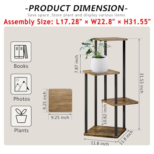 AZERPIAN Plant Stand 4 Tier Indoor Metal Flower Shelf for Multiple Plants Corner Tall Flower Holders for Patio Garden Living Room Balcony Bedroom, Black (4 Tier-Black) - Image 4