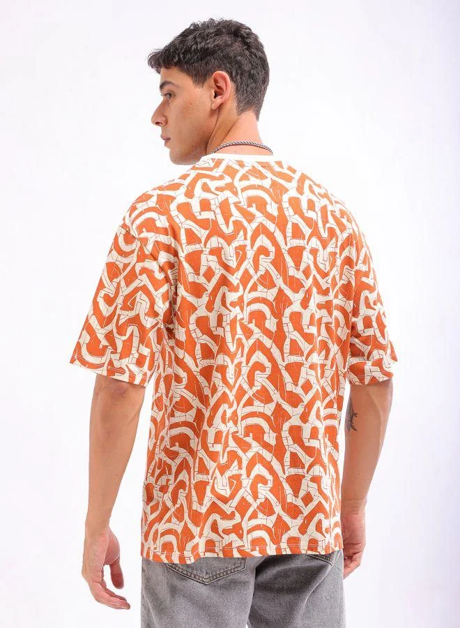 The Indian Garage Co Men Boxy Oversized Printed Round Neck Tshirt