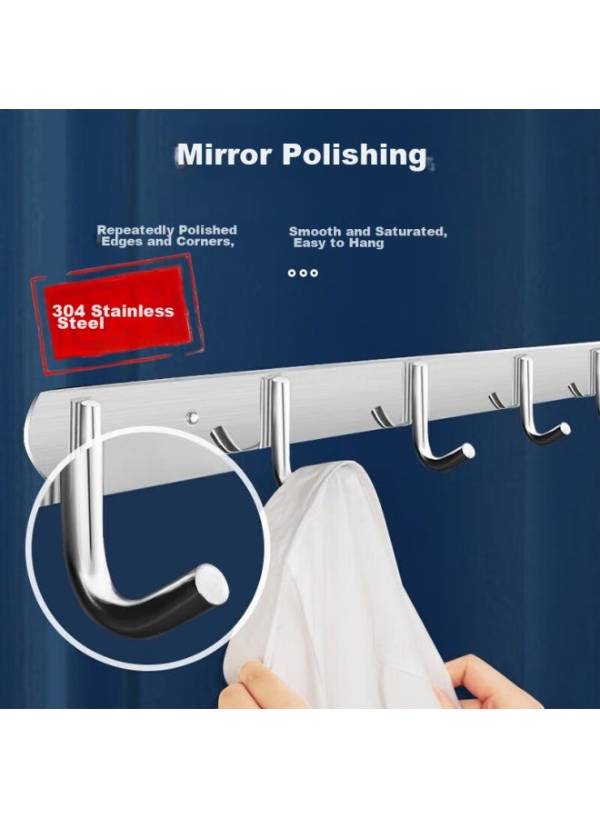 Mengting Hook, 304 Stainless Steel, Light Luxury Adhesive Hook, Wall-mounted Coat Rack, Wall-mounted Coat And Hat Hook, 7 Hooks