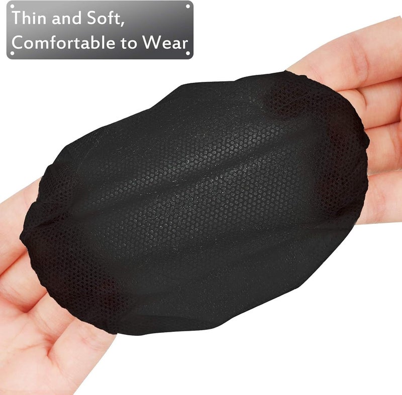 BBTO Budget global standard quality 100 Pieces Headphone Ear Covers Disposable Earphone Sanitary Non-Woven Stretch Earpad Covers Fit for Most on Ear Headphones(11 cm,Black) Balanced weight - Image 4