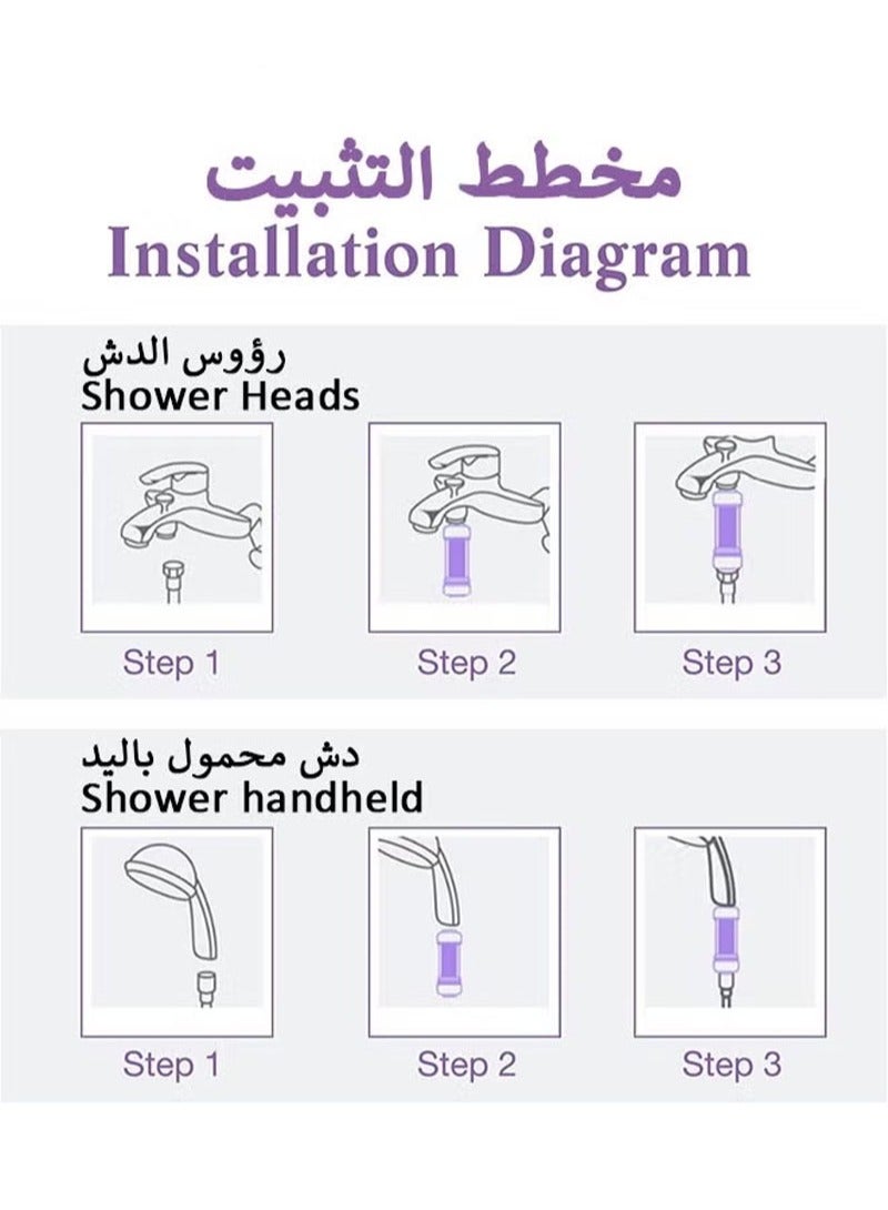 HaLunhi مرشحات الدشTwo Pack Lavender Pinewood Vitamin C Shower Filters: Aromatherapy Hard Water Softener Chlorine and Fluoride Shower Filter Easy to Install Universal Output Shower Head for Healthier Skin and Hair - Image 5