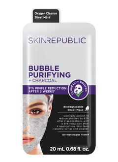 SKIN REPUBLIC Skin Republic Bubble Purifying and Charcoal Oxygen Cleanse Face Mask, Exfoliates and removes blackheads 20ml  - Image 1