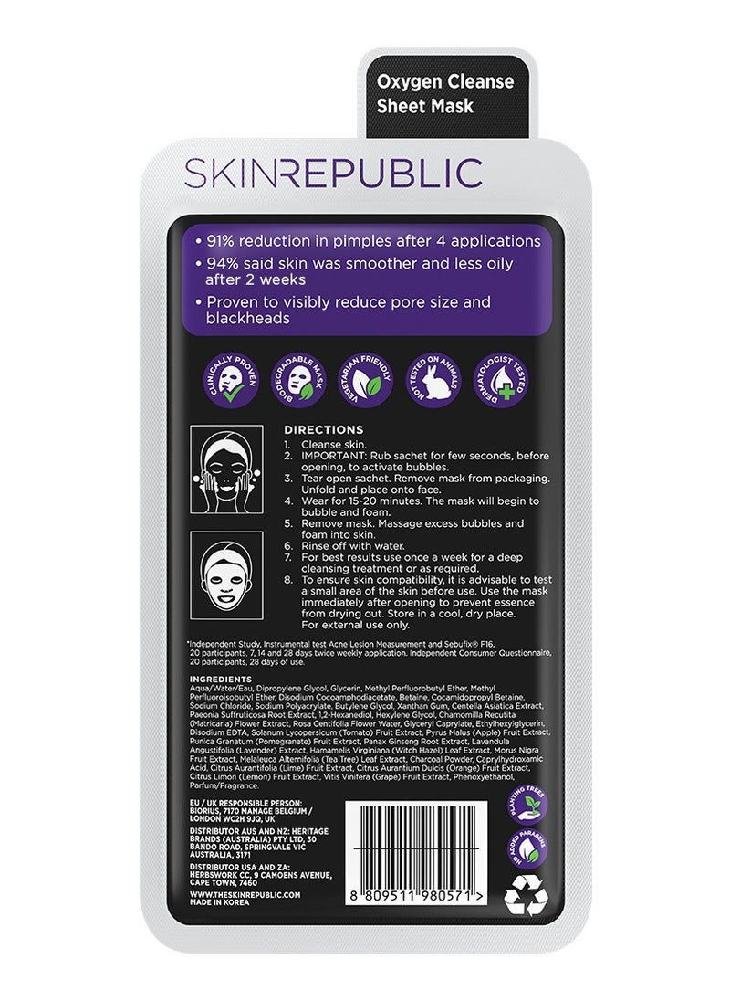 SKIN REPUBLIC Skin Republic Bubble Purifying and Charcoal Oxygen Cleanse Face Mask, Exfoliates and removes blackheads 20ml  - Image 2