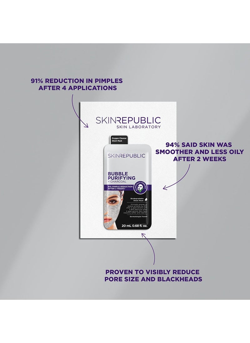SKIN REPUBLIC Skin Republic Bubble Purifying and Charcoal Oxygen Cleanse Face Mask, Exfoliates and removes blackheads 20ml  - Image 3