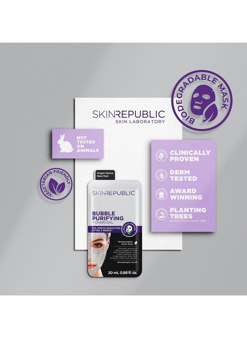 SKIN REPUBLIC Skin Republic Bubble Purifying and Charcoal Oxygen Cleanse Face Mask, Exfoliates and removes blackheads 20ml  - Image 4
