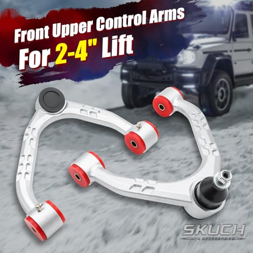 SKUCH 4X4 ACCESSORIES Forged Front Upper Control Arm for 2007-2018 Chevy Silverado GMC Sierra 1500, 2007-2013 Chevy Avalanche,2-4" Adjustable Front Aluminum Control Arm,Silver Front Suspension A-arms(2ps) - Image 2