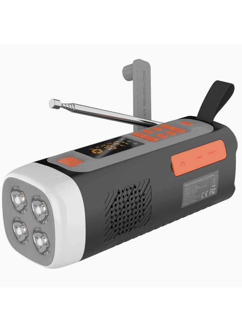 1 x 5 pcs Camping Lamp Flashlight with FM Radio, 4500mAh, 30H Playtime, Bluetooth Black 