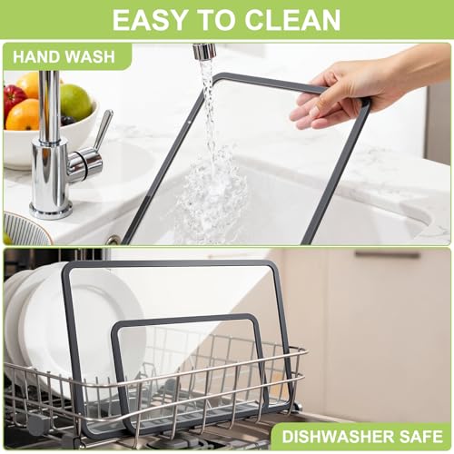GUGEMEI Tempered Glass Cutting Board 8x12" and 12x16", GUGEMEI Glass Chopping Board for Kitchen Counter, Non-Slip Rubber Ring, Dishwasher Safe - Image 4