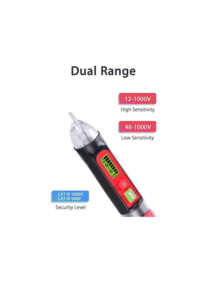 PROMASS promass Non-Contact AC Voltage Detector Pen, Dual Range, Adjustable Sensitivity, Electricity Live/Null Wire Breakpoint Tester with Flashlight and Buzzer Beeper Alarm Indicator  - Image 2