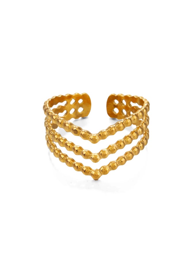 The Black Pearl Accessories Stainless Steel Golden Free Size Ring  - Image 1