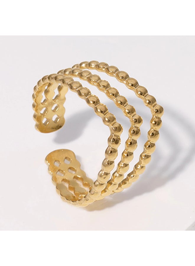 The Black Pearl Accessories Stainless Steel Golden Free Size Ring  - Image 5