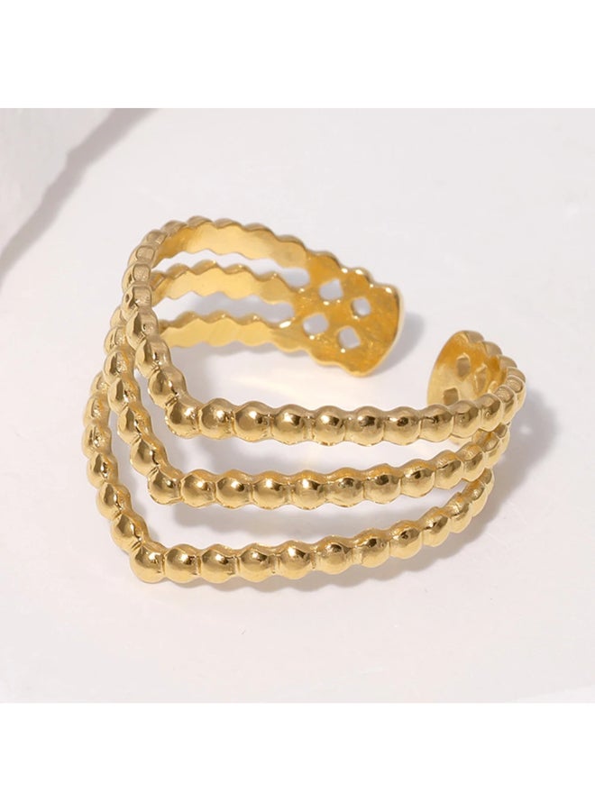 The Black Pearl Accessories Stainless Steel Golden Free Size Ring  - Image 2
