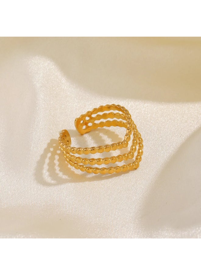 The Black Pearl Accessories Stainless Steel Golden Free Size Ring  - Image 3