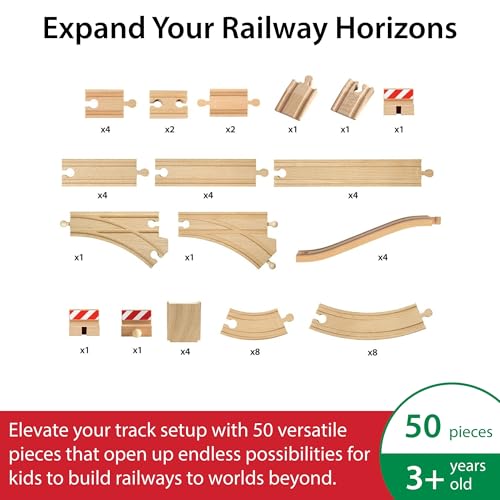 BRIO World Special Track Pack  50Piece Set  FSCCertified Wooden Train Track Pieces  Expand Creativity  Compatible with All BRIO Railway Sets  Kids Ages 3  Up - Image 5