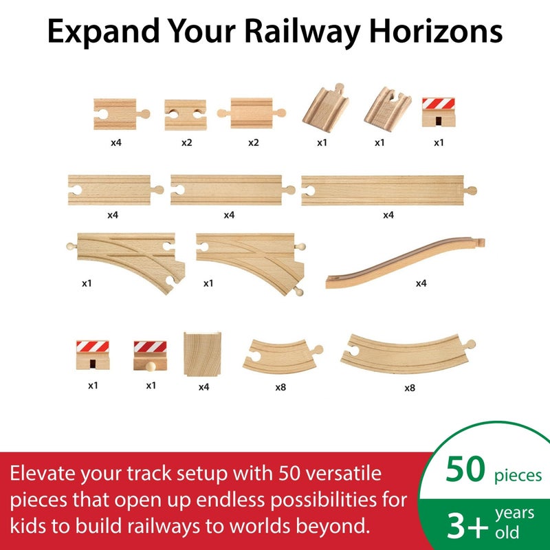 BRIO World Special Track Pack  50Piece Set  FSCCertified Wooden Train Track Pieces  Expand Creativity  Compatible with All BRIO Railway Sets  Kids Ages 3  Up - Image 3