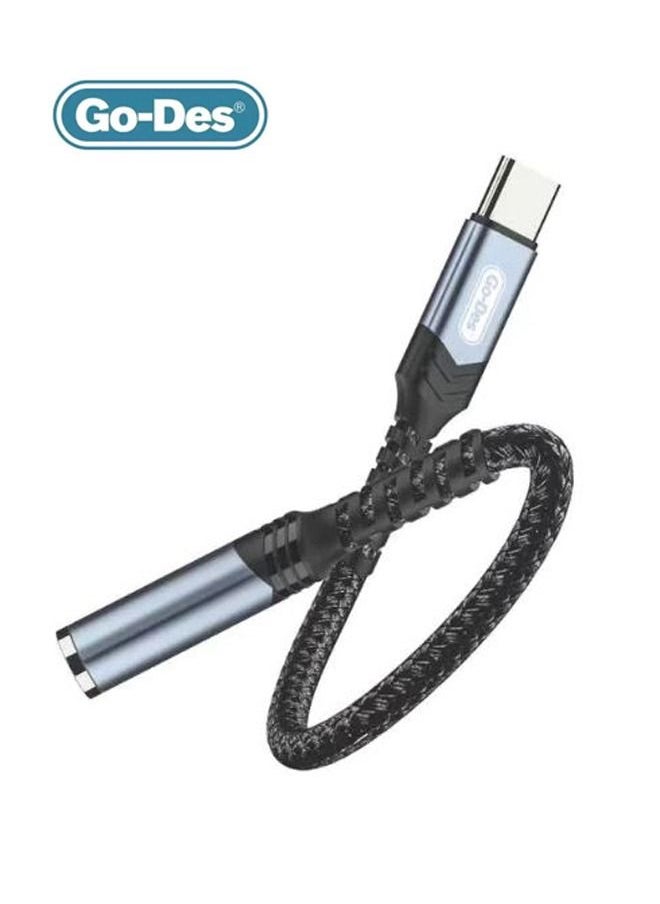 GO-DES - Go-Des Type C Male to 3.5mm Aux Female Audio Cable GD-UC068 - Black - Image 1