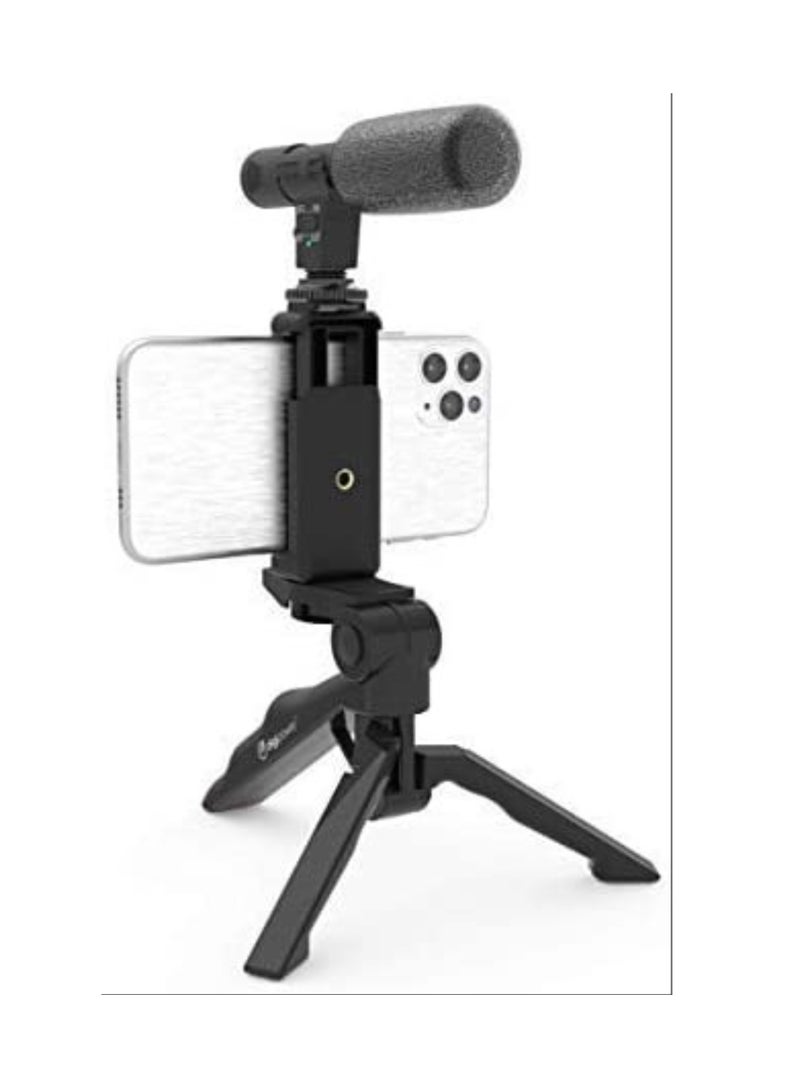 ELTRAZONE Vlogging"Like Me" LED Video Light + Microphone + Mobile Phone Holder + Hand Grip/Mini Tripod Compatible with Smartphones for TikTok,Youtube etc.c - Image 2