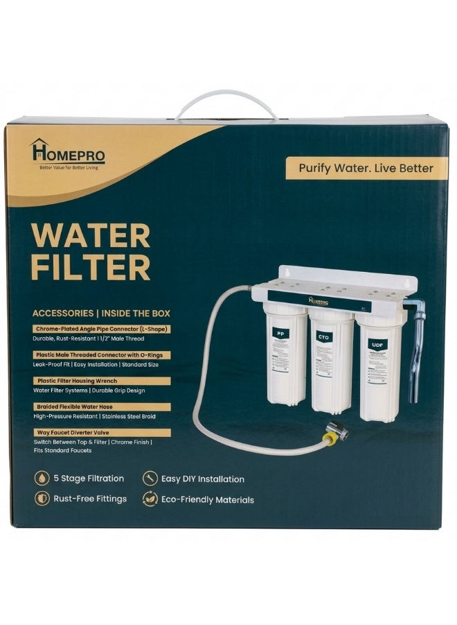 HomePro 5 Stage Water Filter System Eco Friendly Materials Rust Free Fittings - Image 1