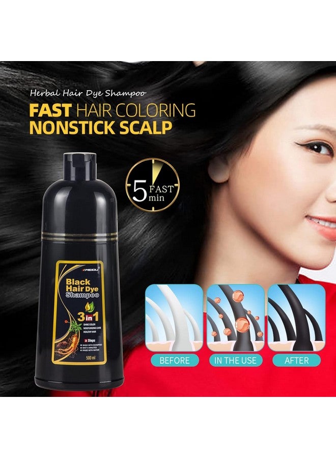 SKINPLUS Instant Black Hair Dye Shampoo for Women MEIDU Hair Color Shampoo Gray Hair For Men- 100% Gray Coverage - Herbal Ingredients 3 in 1 Black Hair Dye 500ml - Image 3