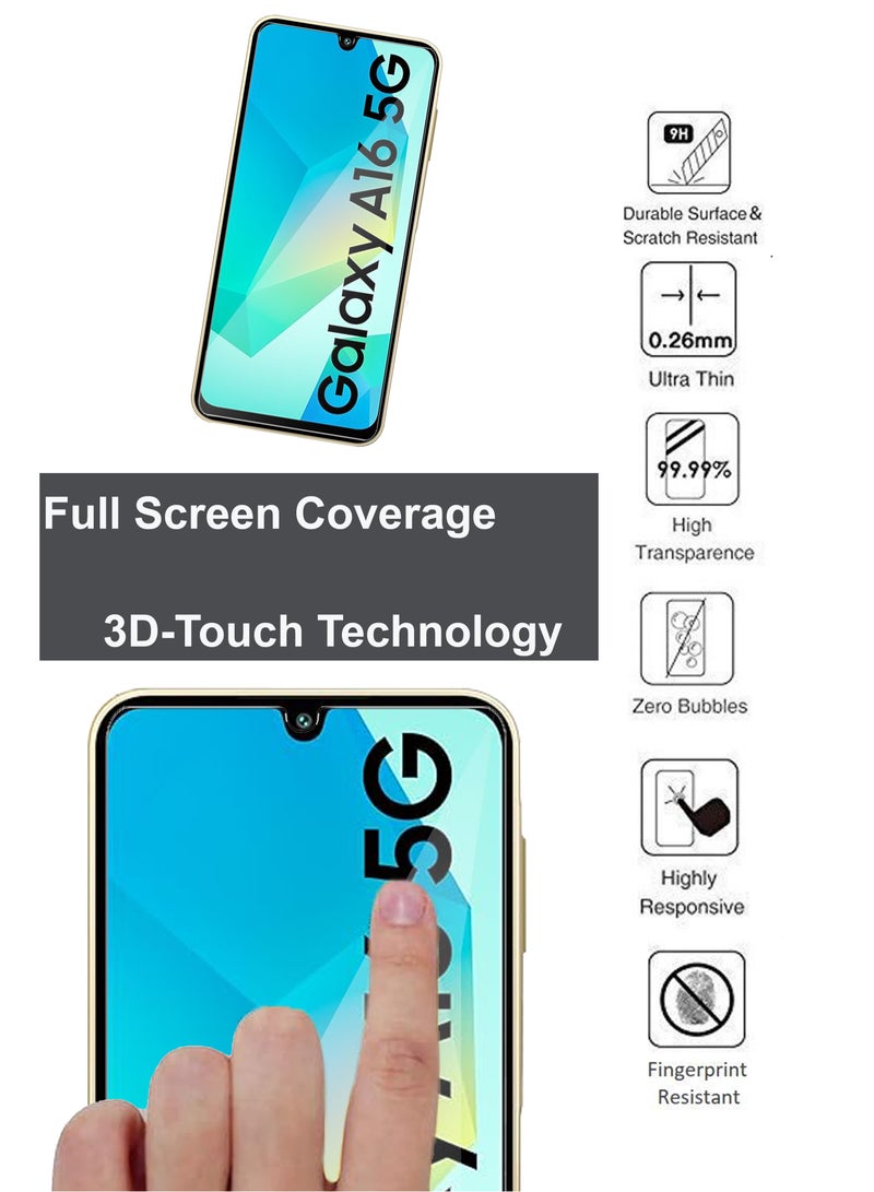 سامسونج جالكسي A16 - واقي شاشة زجاجي مقسى - لمسة حساسة، شفافية أعلى، سهل التركيب، مقاوم للخدوش وخالي من الفقاعات - شفاف - Image 4