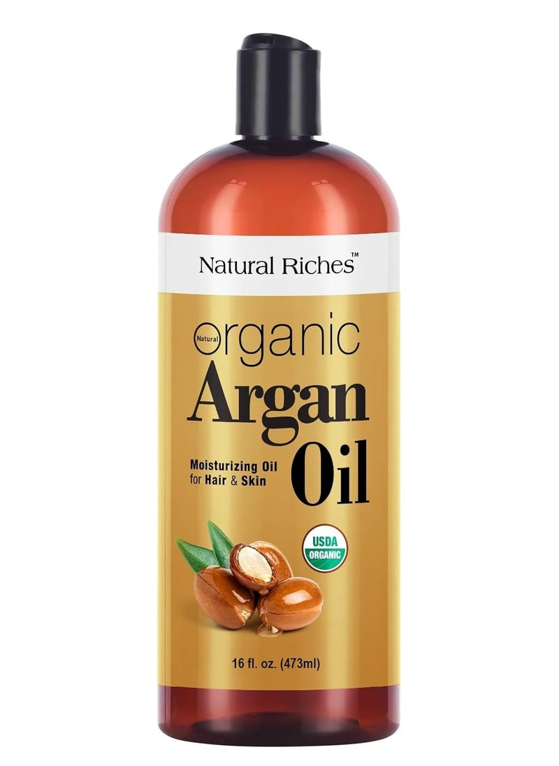 Natural Riches Natural Riches Organic Argan Oil of Morocco 16oz Penetrating Hair oil Deep Moisturizing Serum for Dry, Damaged & Coarse Hair pure Moroccanoil Cold Pressed for Hair, Face and Body  - Image 1