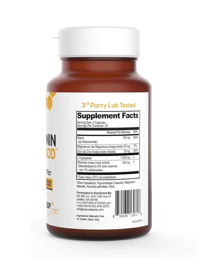 Natural Stacks - Serotonin Brain Food Anytime Support for a postive mood 75caps - Image 1