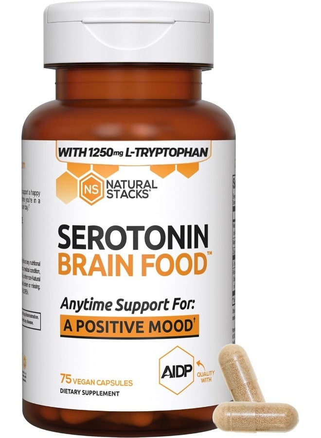 NATURAL STACKS Serotonin Brain Food w/L-Tryptophan & Rhodiola Rosea - Mood Support Supplement - Image 2