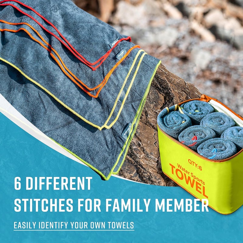 4Monster 4 Pack Microfiber Camping Towel Quick Dry, Super Absorbent Travel Towel with Waterproof Bag, Lightweight Boat Towel for RV, Sport, Gym, Beach, Pool, Swim,Family Trip - Image 4