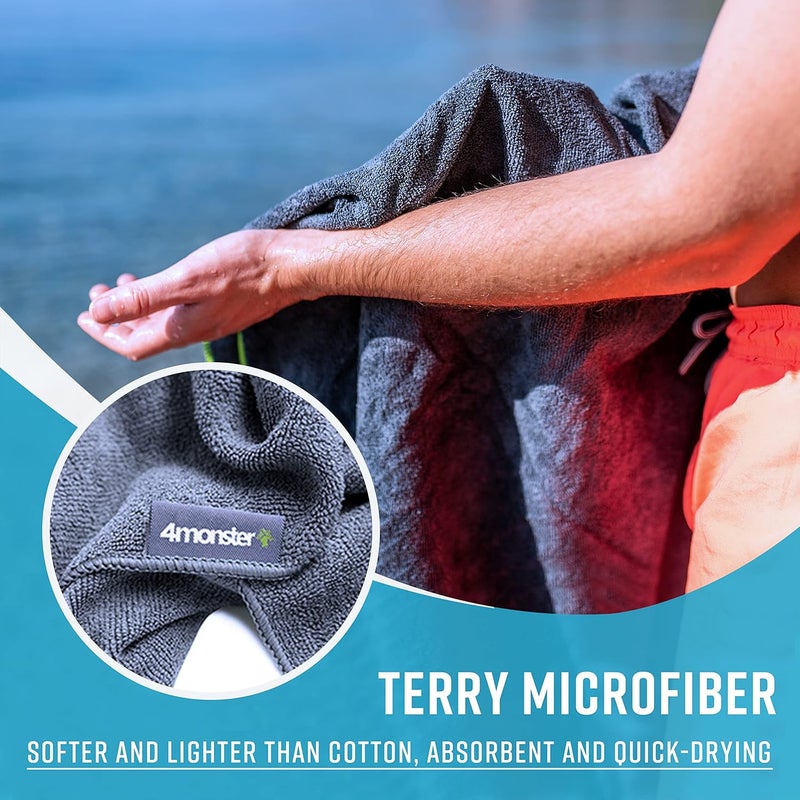 4Monster 4 Pack Microfiber Camping Towel Quick Dry, Super Absorbent Travel Towel with Waterproof Bag, Lightweight Boat Towel for RV, Sport, Gym, Beach, Pool, Swim,Family Trip - Image 5