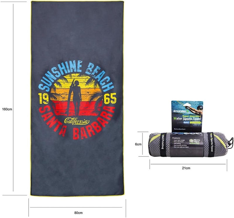 4Monster 4 Pack Microfiber Camping Towel Quick Dry, Super Absorbent Travel Towel with Waterproof Bag, Lightweight Boat Towel for RV, Sport, Gym, Beach, Pool, Swim,Family Trip - Image 3