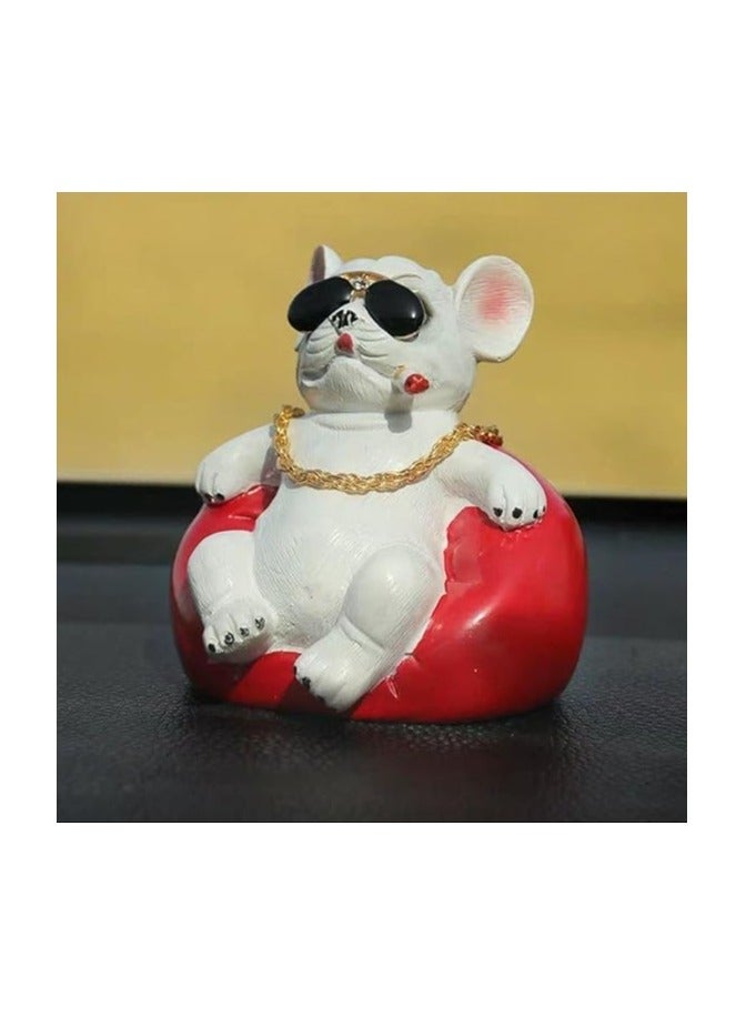 زينة سيارة بولدوغ، اريكة للكلب ووحدة التحكم في لوحة العدادات بتصميم حيوانات ابداعية، اكسسوارات ديكور داخلية للسيارات - Image 2