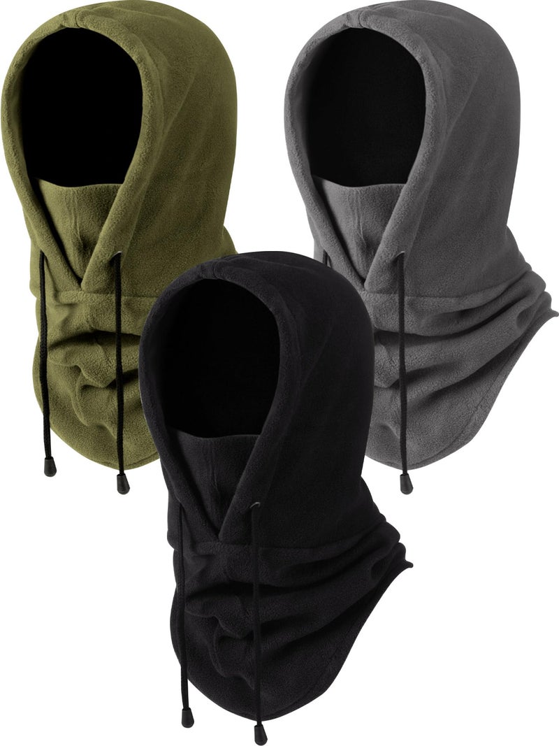 Syhood 3 Pieces Winter Fleece Balaclava Ski Mask Balaclava Face Mask Cold Weather Men Tactical Heavyweight BlackLight GrayArmy Green - Image 2