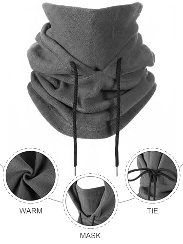 Syhood 3 Pieces Winter Fleece Balaclava Ski Mask Balaclava Face Mask Cold Weather Men Tactical Heavyweight BlackLight GrayArmy Green - Image 3