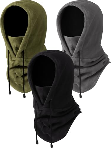 Syhood 3 Pieces Winter Fleece Balaclava Ski Mask Balaclava Face Mask Cold Weather Men Tactical Heavyweight BlackLight GrayArmy Green - Image 1