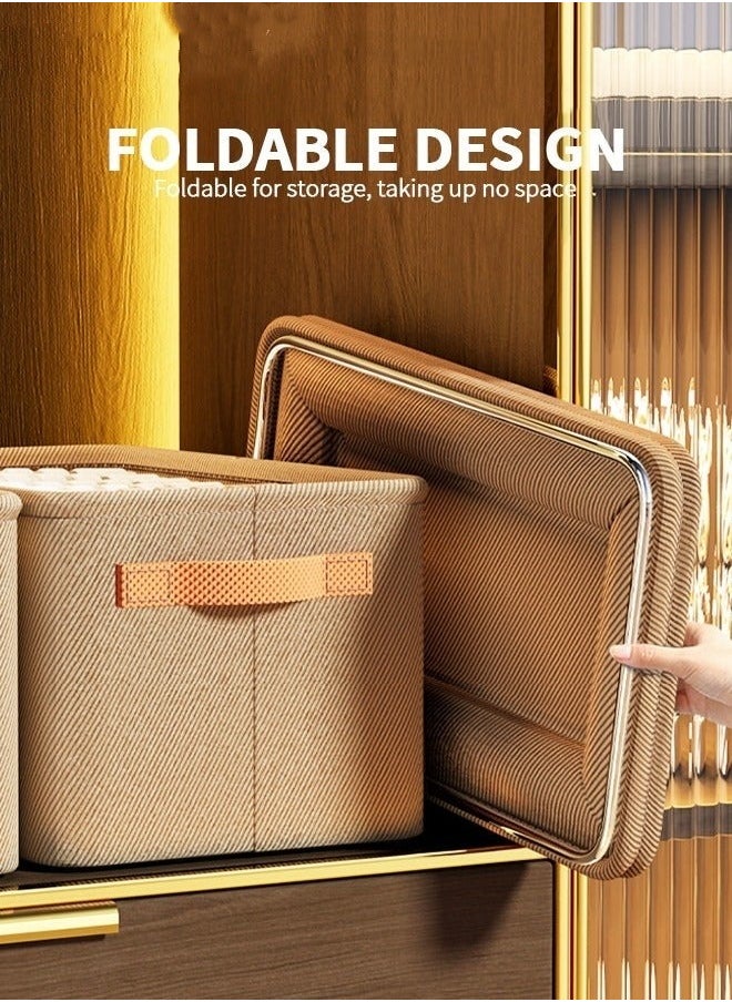 MIXDE Foldable Storage Bins,Pack Of 4 Clothes Drawer Organizer Bins With Handles,Closet Organizers For Clothes Storage,Office Storage,Room Organization,48x28x25cm  - Image 3