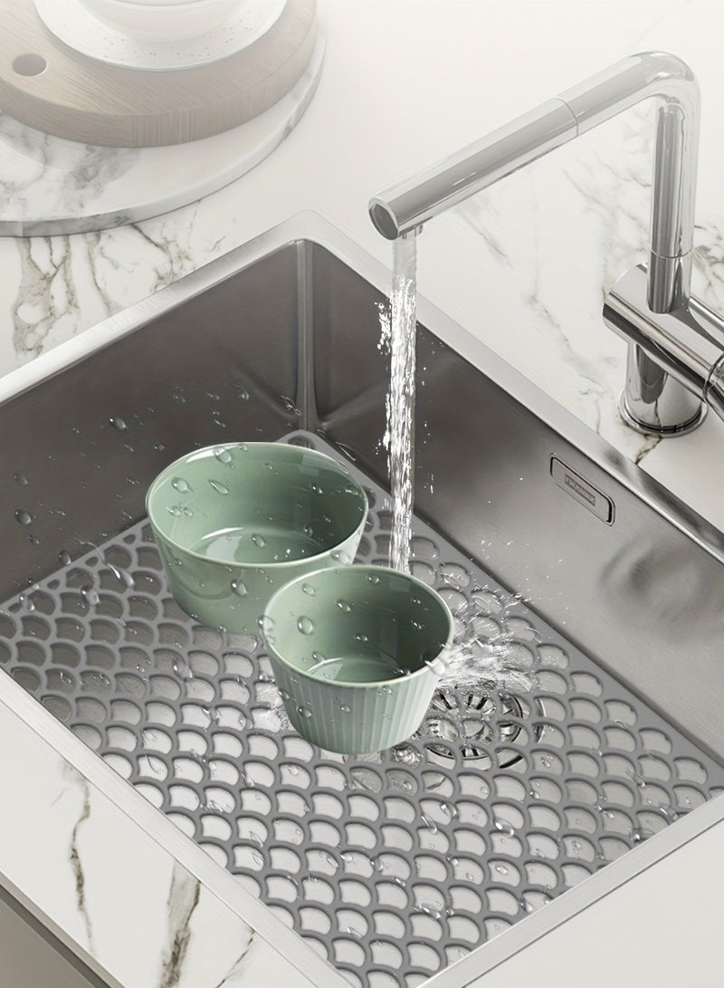 SAHHAHOME Extra-Large Silicone Sink Mat, Non-Slip Silicone Dish Mat, Heat-Resistant Scratch-Proof Drainage Mat for Kitchen Sink Protection and Home Use, 42×31cm - Image 1