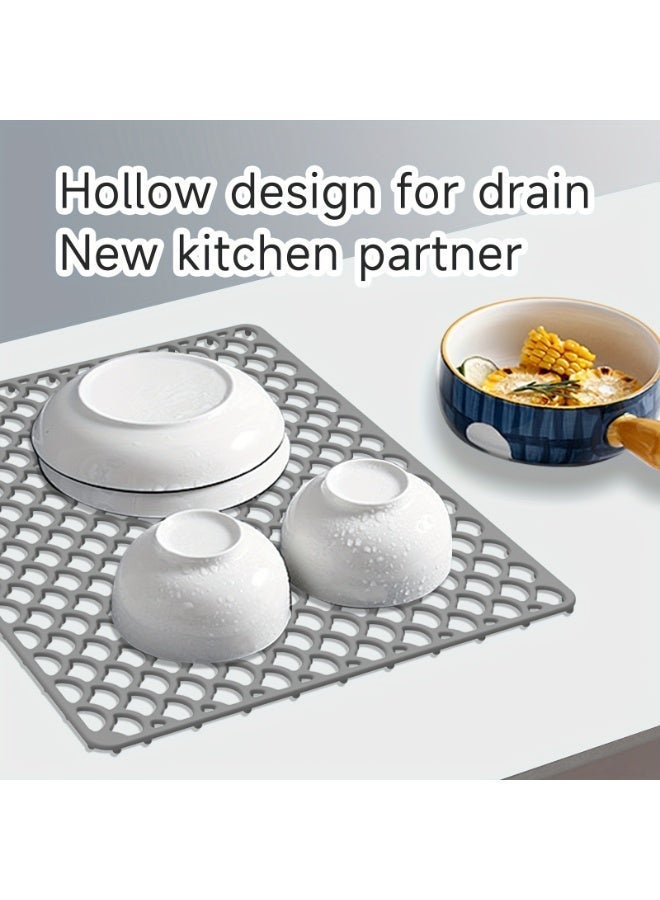 SAHHAHOME Extra-Large Silicone Sink Mat, Non-Slip Silicone Dish Mat, Heat-Resistant Scratch-Proof Drainage Mat for Kitchen Sink Protection and Home Use, 42×31cm - Image 4