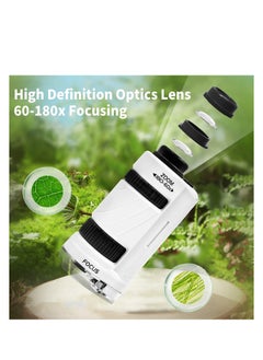 Excefore Pocket Microscope for Kids, 60X-180X Kids Microscope, Mini Handheld Microscope, STEM Kit with Microscope, Built-in LED Light, with 12 Microscope Slides, Science Microscope Kit for Kids 5-12  - Image 3