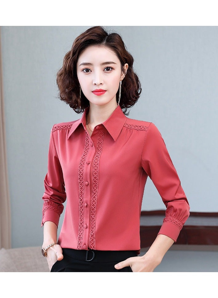 Shougu New Temperament Solid Color Shirt Women's Long Sleeved Shirt  - Image 1